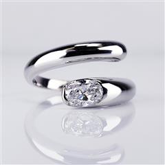 Bulgari GIA Certified Oval Diamond Bypass Ring in 18K White Gold